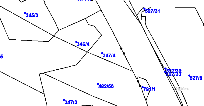 Parcela st. 347/4 v KÚ Babí u Náchoda, Katastrální mapa