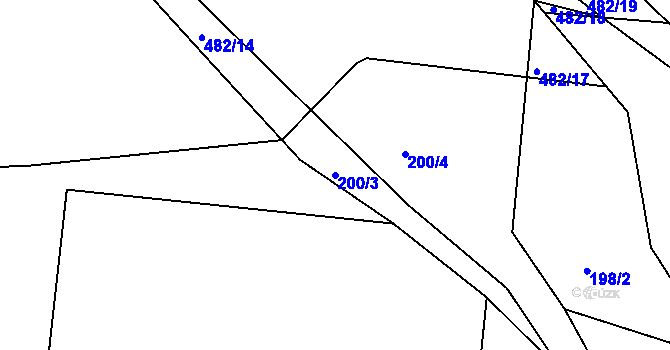 Parcela st. 200/3 v KÚ Babí u Náchoda, Katastrální mapa