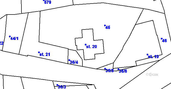 Parcela st. 20 v KÚ Běloves, Katastrální mapa