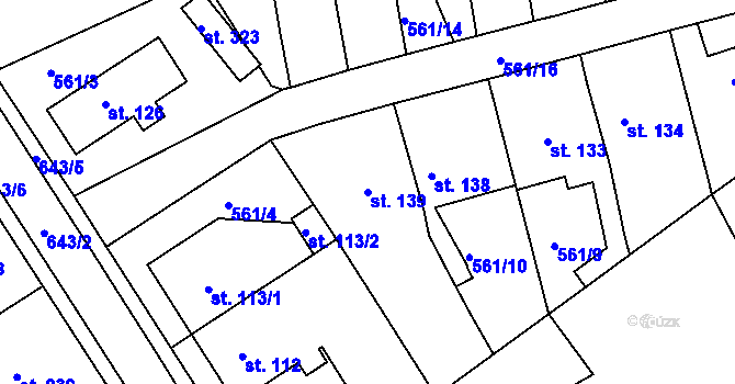 Parcela st. 139 v KÚ Běloves, Katastrální mapa