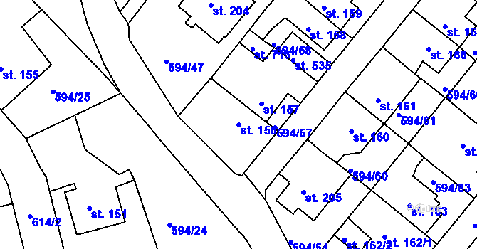Parcela st. 156 v KÚ Běloves, Katastrální mapa