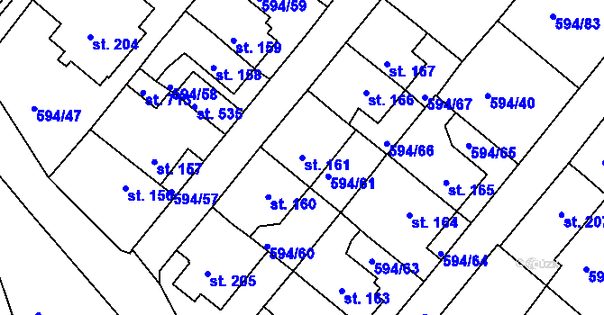 Parcela st. 161 v KÚ Běloves, Katastrální mapa
