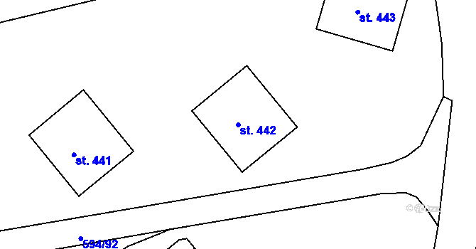 Parcela st. 442 v KÚ Běloves, Katastrální mapa