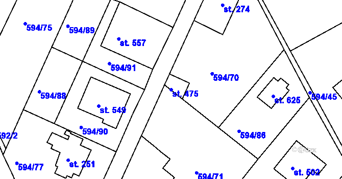 Parcela st. 475 v KÚ Běloves, Katastrální mapa