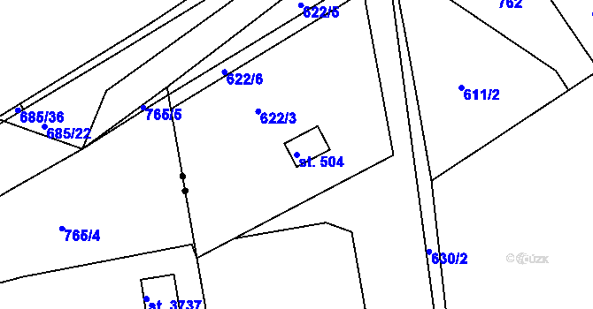 Parcela st. 504 v KÚ Běloves, Katastrální mapa