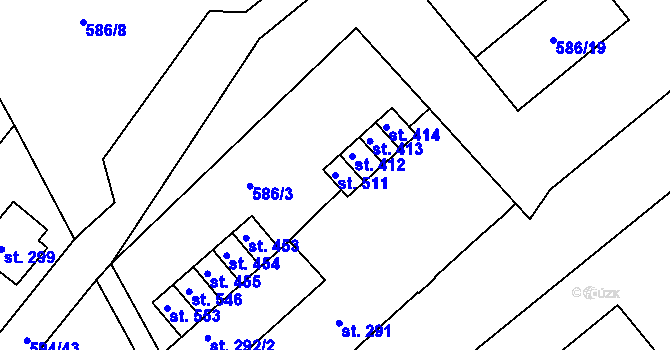 Parcela st. 511 v KÚ Běloves, Katastrální mapa