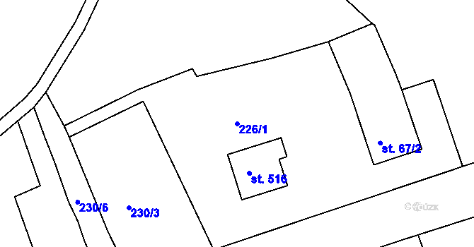 Parcela st. 226/1 v KÚ Běloves, Katastrální mapa