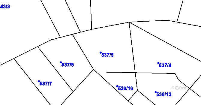 Parcela st. 537/5 v KÚ Běloves, Katastrální mapa