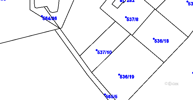 Parcela st. 537/10 v KÚ Běloves, Katastrální mapa