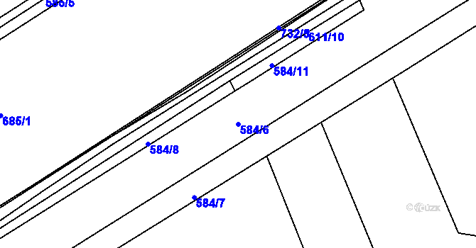 Parcela st. 584/6 v KÚ Běloves, Katastrální mapa