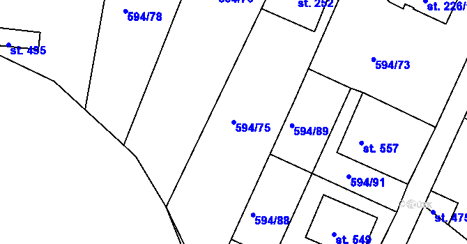 Parcela st. 594/75 v KÚ Běloves, Katastrální mapa