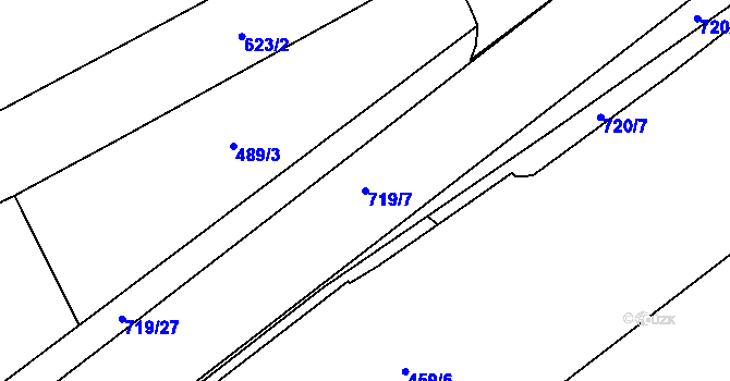 Parcela st. 719/7 v KÚ Běloves, Katastrální mapa