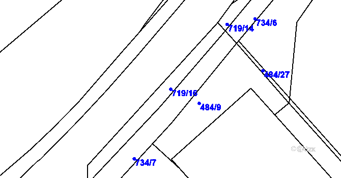 Parcela st. 719/16 v KÚ Běloves, Katastrální mapa