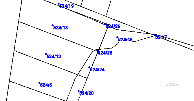 Parcela st. 524/25 v KÚ Běloves, Katastrální mapa