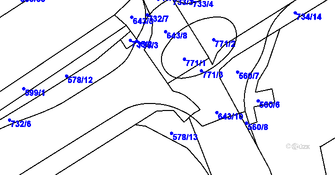 Parcela st. 584/14 v KÚ Běloves, Katastrální mapa
