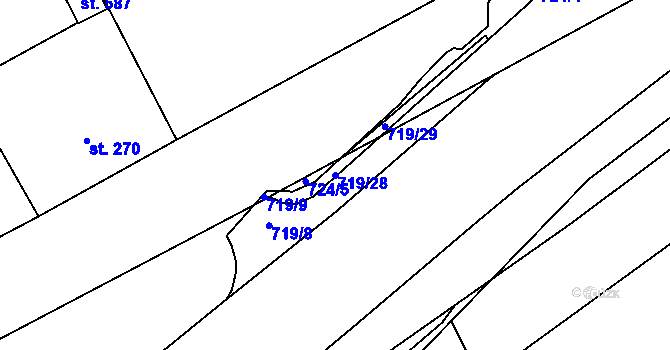 Parcela st. 719/28 v KÚ Běloves, Katastrální mapa