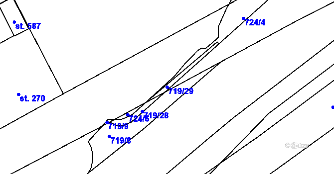 Parcela st. 719/29 v KÚ Běloves, Katastrální mapa