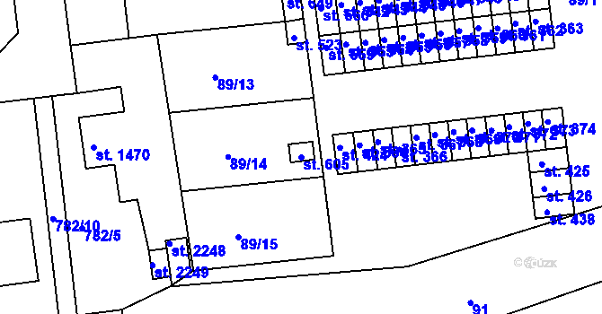 Parcela st. 605 v KÚ Běloves, Katastrální mapa