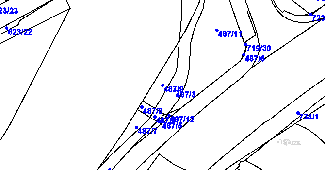 Parcela st. 487/9 v KÚ Běloves, Katastrální mapa