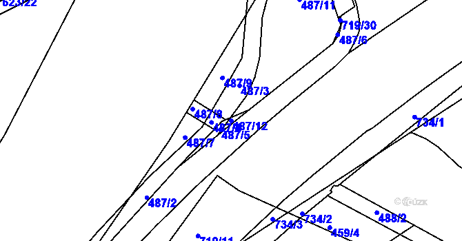 Parcela st. 487/12 v KÚ Běloves, Katastrální mapa