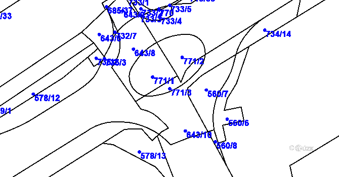 Parcela st. 771/3 v KÚ Běloves, Katastrální mapa