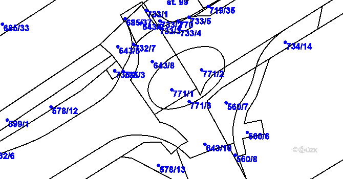 Parcela st. 771/1 v KÚ Běloves, Katastrální mapa