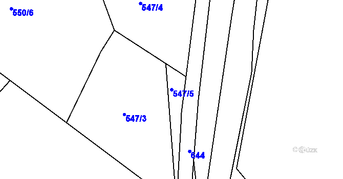 Parcela st. 547/5 v KÚ Běloves, Katastrální mapa