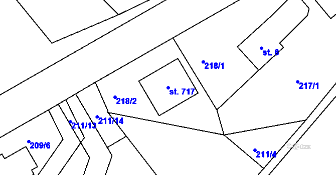 Parcela st. 717 v KÚ Běloves, Katastrální mapa