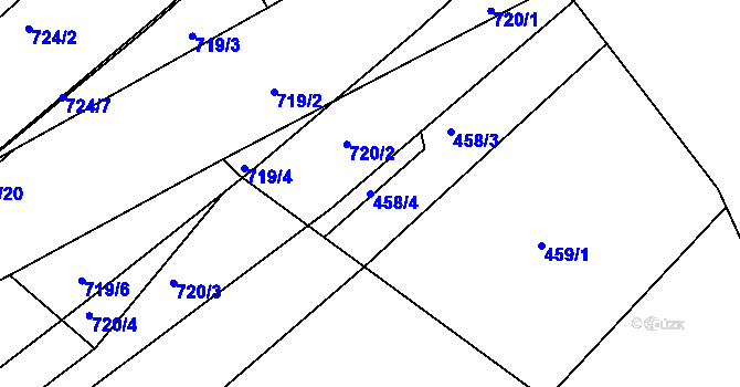 Parcela st. 458/4 v KÚ Běloves, Katastrální mapa