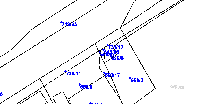 Parcela st. 685/67 v KÚ Běloves, Katastrální mapa