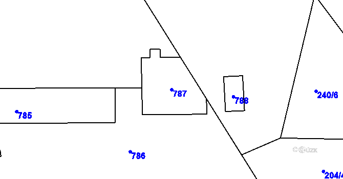 Parcela st. 787 v KÚ Běloves, Katastrální mapa