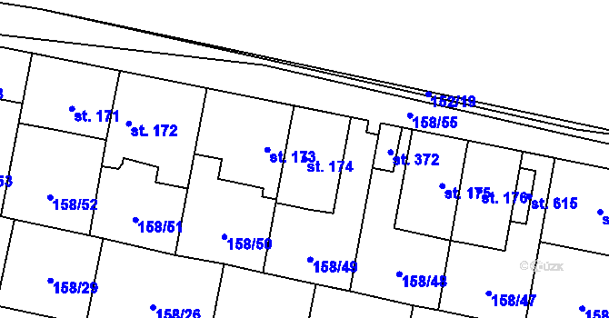 Parcela st. 174 v KÚ Staré Město nad Metují, Katastrální mapa