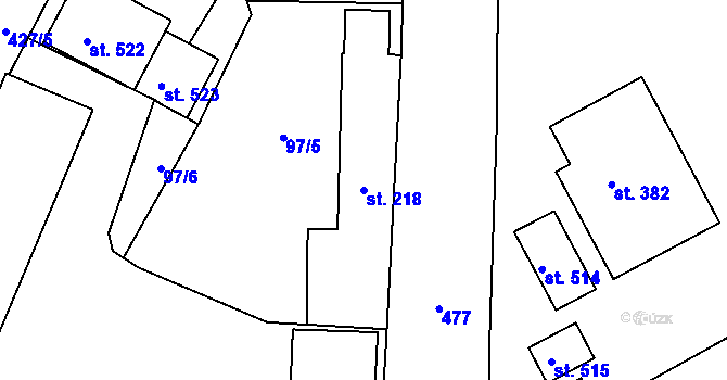 Parcela st. 218 v KÚ Staré Město nad Metují, Katastrální mapa