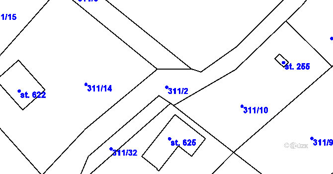 Parcela st. 311/2 v KÚ Staré Město nad Metují, Katastrální mapa