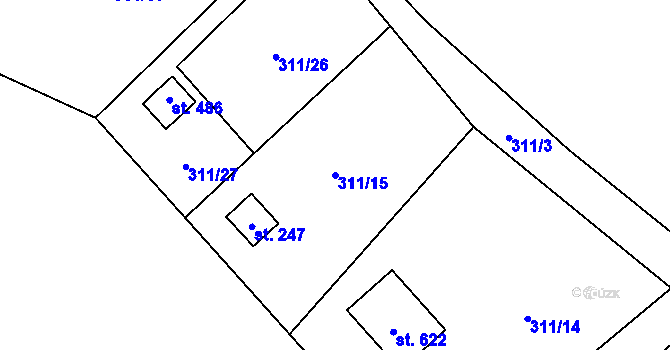 Parcela st. 311/15 v KÚ Staré Město nad Metují, Katastrální mapa