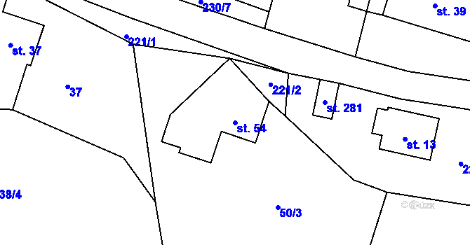 Parcela st. 54 v KÚ Bražec, Katastrální mapa