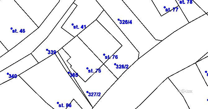Parcela st. 76 v KÚ Bražec, Katastrální mapa