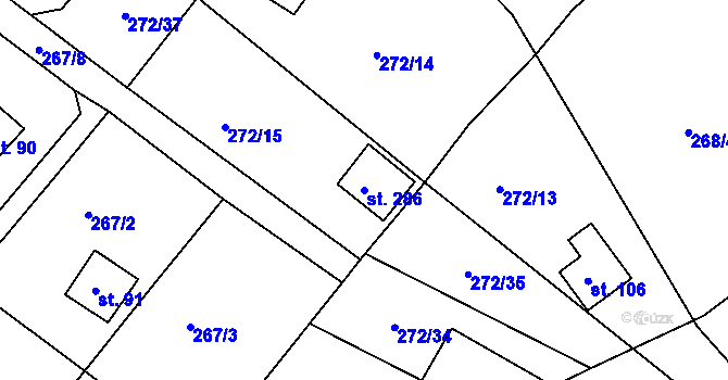 Parcela st. 286 v KÚ Bražec, Katastrální mapa