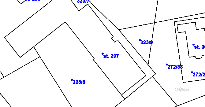 Parcela st. 297 v KÚ Bražec, Katastrální mapa
