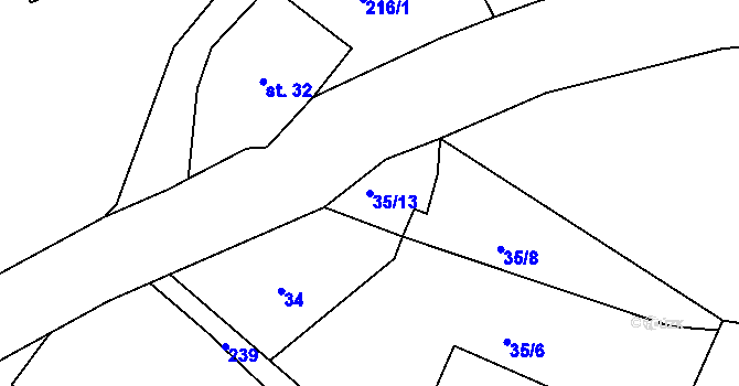 Parcela st. 35/13 v KÚ Bražec, Katastrální mapa