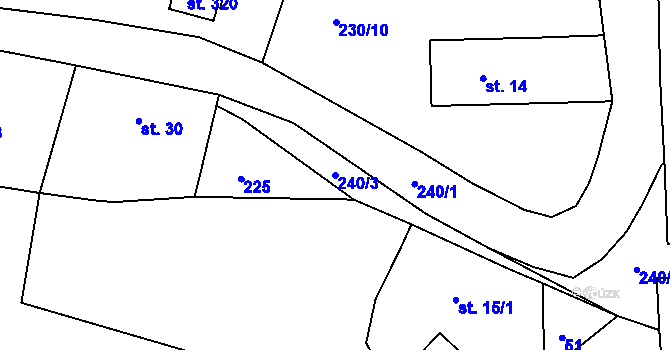 Parcela st. 240/3 v KÚ Bražec, Katastrální mapa