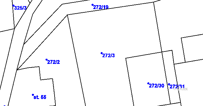 Parcela st. 272/3 v KÚ Bražec, Katastrální mapa