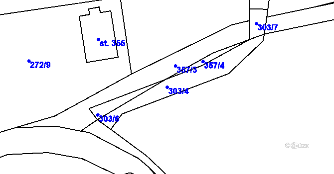 Parcela st. 303/4 v KÚ Bražec, Katastrální mapa