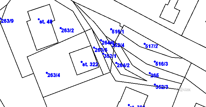 Parcela st. 352/1 v KÚ Bražec, Katastrální mapa