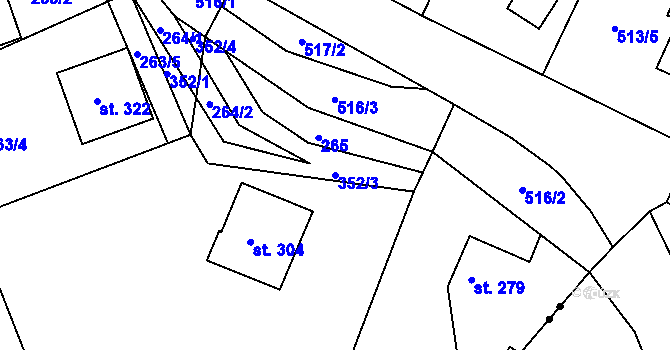 Parcela st. 352/3 v KÚ Bražec, Katastrální mapa