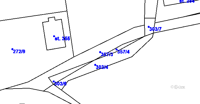 Parcela st. 357/3 v KÚ Bražec, Katastrální mapa