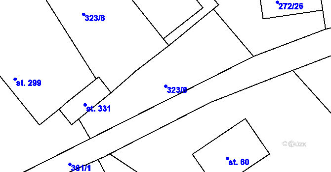 Parcela st. 323/8 v KÚ Bražec, Katastrální mapa