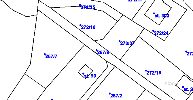 Parcela st. 267/8 v KÚ Bražec, Katastrální mapa
