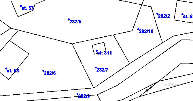 Parcela st. 311 v KÚ Bražec, Katastrální mapa