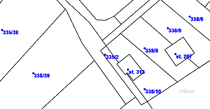 Parcela st. 335/2 v KÚ Bražec, Katastrální mapa
